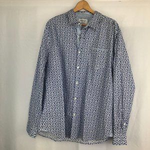 paperdenim&cloth slim fit XL Blue Floral Button Down Shirt Top Work Professional